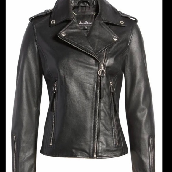 Sam Edelman motojacket black leather  jacket real leather asymmetric zipper new - Picture 7 of 13